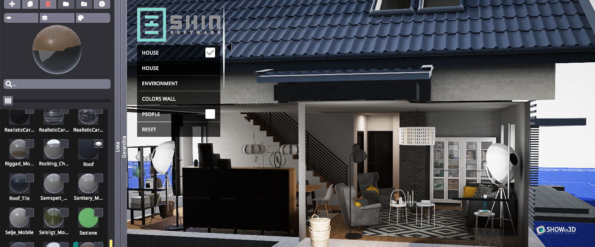 Interfaccia di SHOWin3D per configurazione stanza
