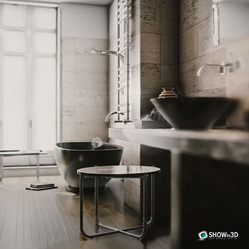 Rendering di un bagno creato con il software arredamento interni SHOWin3D
