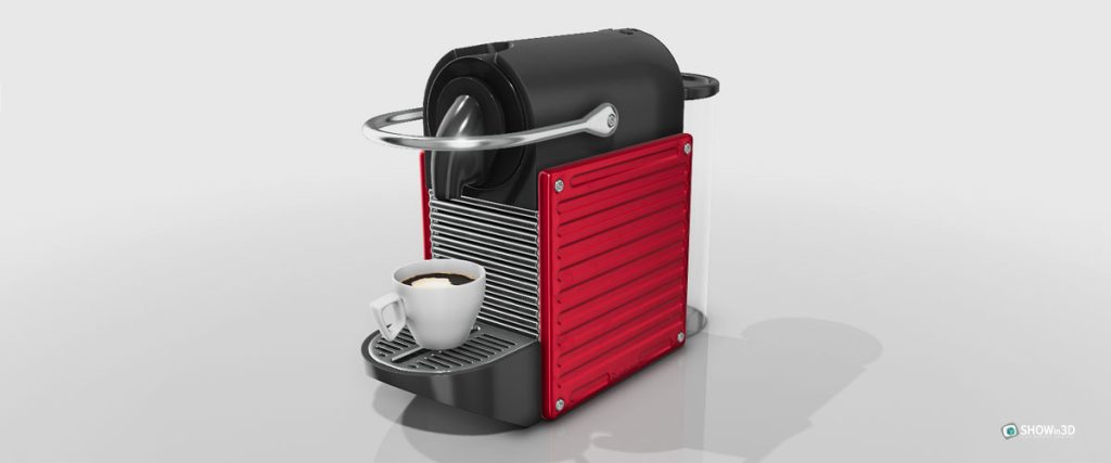 Configuratore 3d per elettrodomestici: configurazione macchina caffè rossa