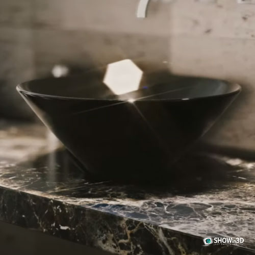 Lavado bagno nero in 3d