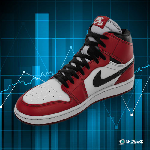 Spazio virtuale sneakers Nike rosse e nere