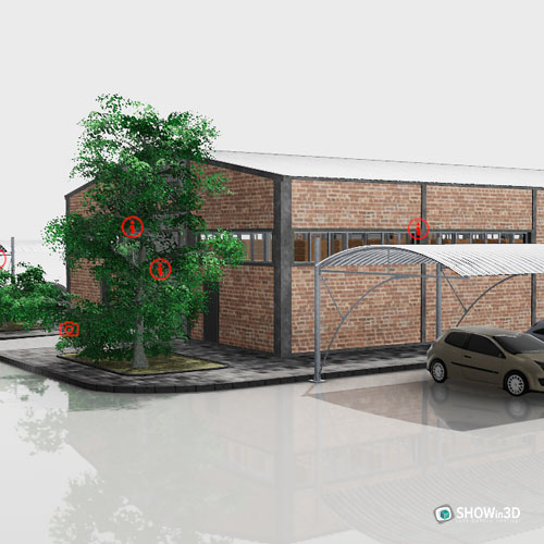 Rendering architettura 3d di un edificio visto da esterno