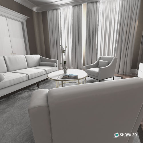 Ambiente soggiorno della casa in 3d