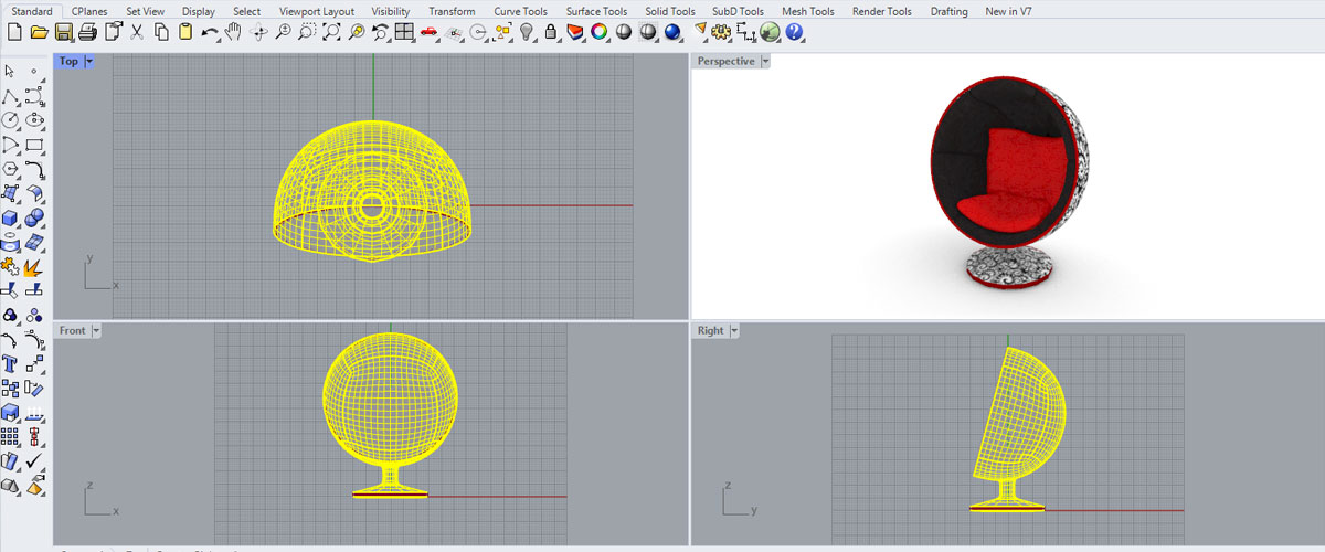 Passaggi per arrivare alla modellazione 3d di una poltrona