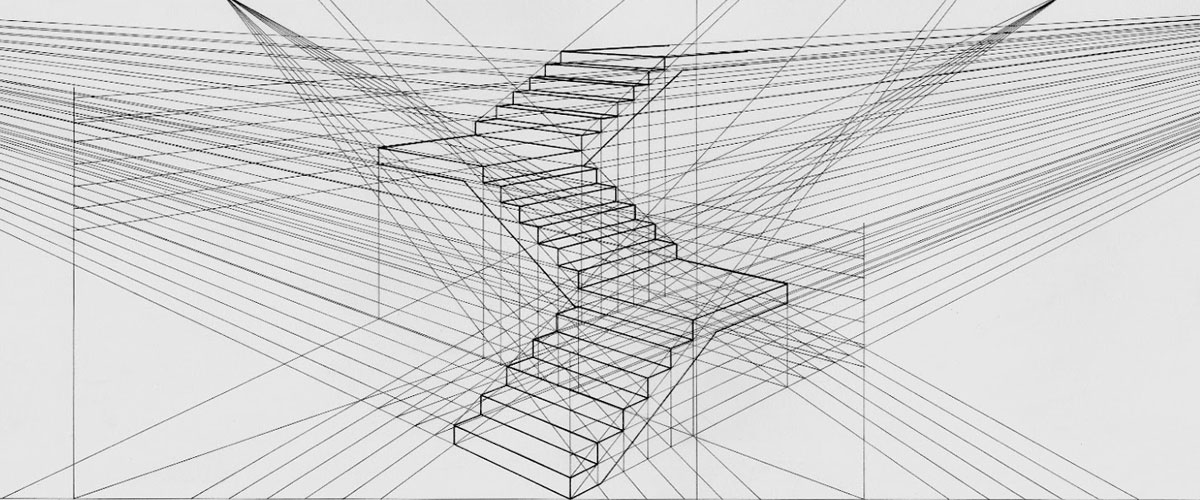 Effetti 3d di una scala in prospettiva