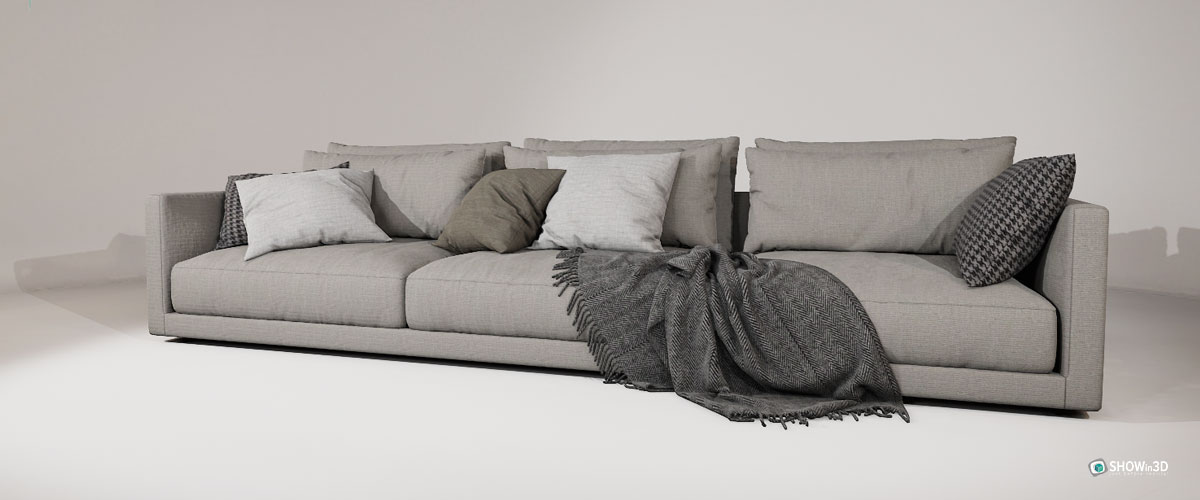 Configurazione 3d di un divano grigio