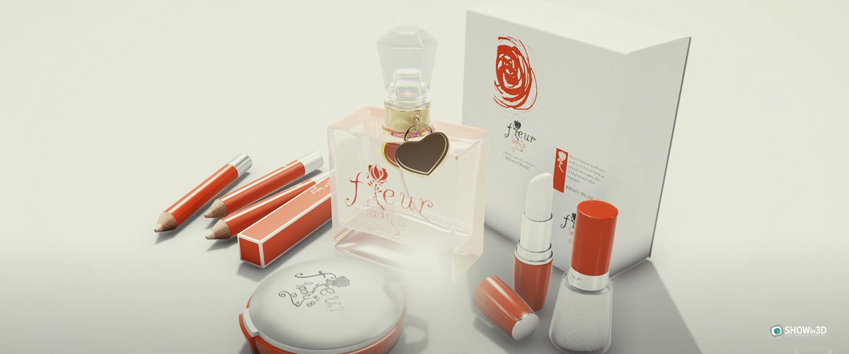 Simulazione 3d packaging profumo
